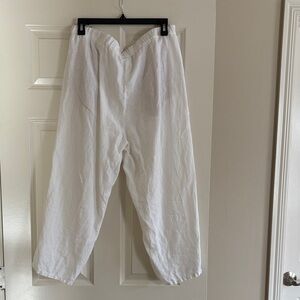 J jill Love Linen White Linen Cropped Pants size med